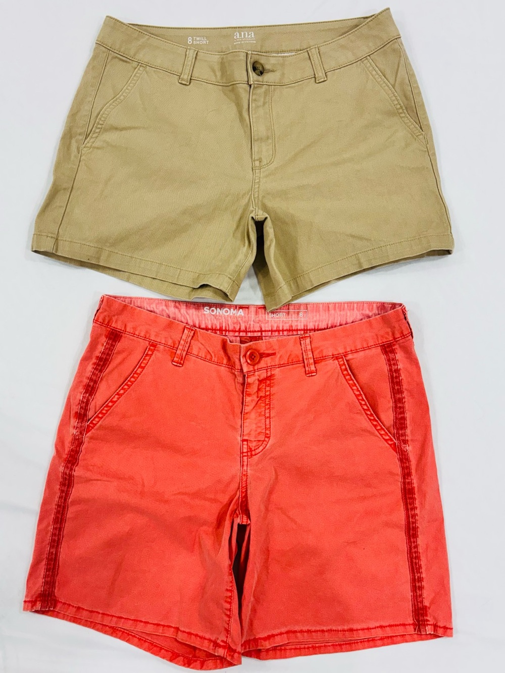 Bundle Khaki Coral Shorts Twill Summer Womens Size 8
